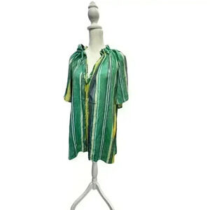 ALEX & PARKER COLORFUL STRIPES POP OVER TOP WITH SLIT Neck  Stand Up Collar XL